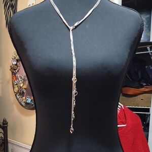Elegant Silver Lariat Necklace - Women Jewelry